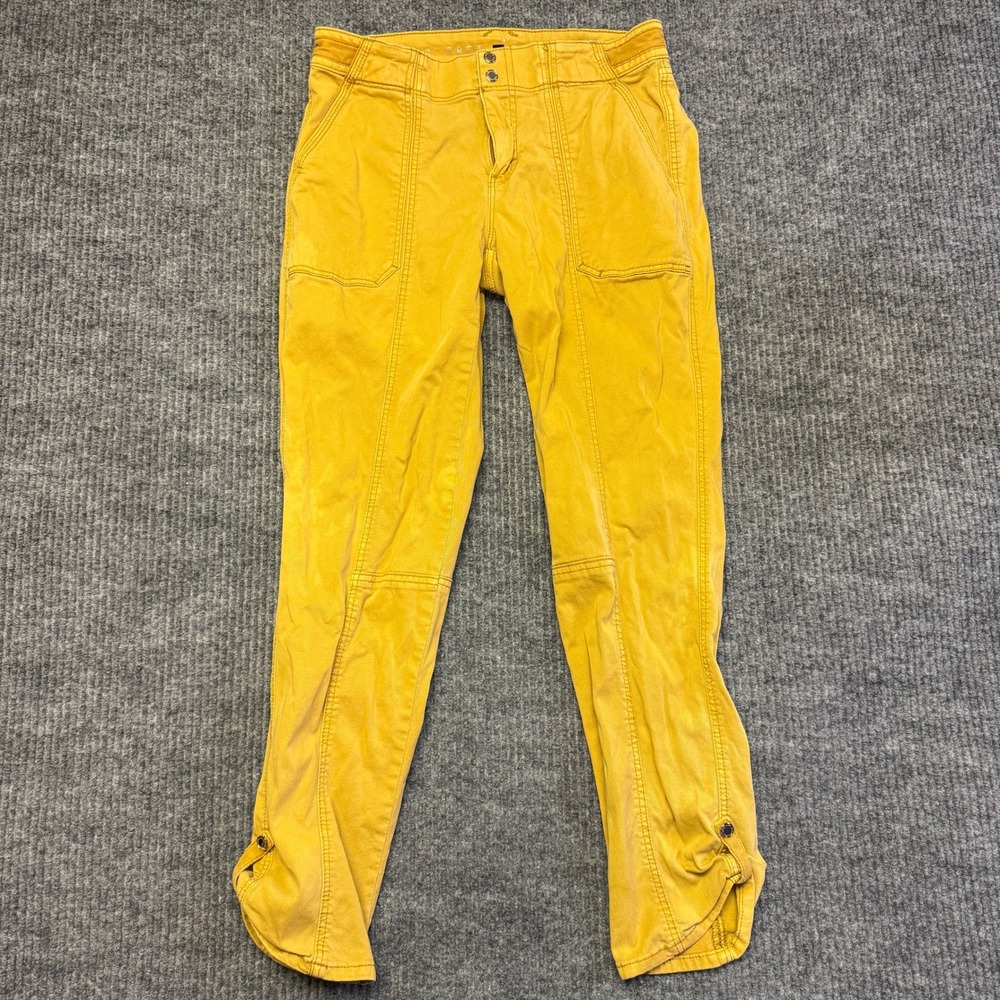 WHITE HOUSE BLACK MARKET PRET-A-PEDI PANTS 2 MUSTARD YELLOW COTTON SLIM UTILITY